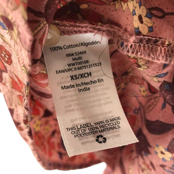 Free Assembly Floral Ruffle Long Sleeve Blouse Pink Boho Peasant Cotton XS - Picture 4 of 4